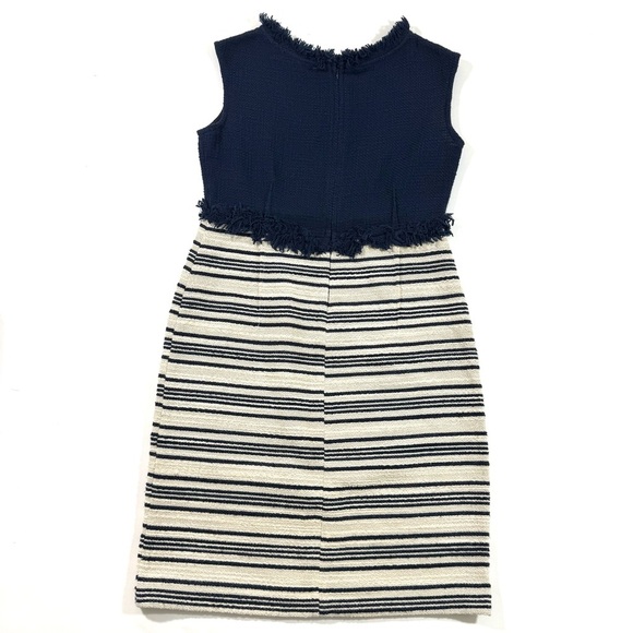 Vilagallo Navy Stripe Tweed Sheath Dress - Picture 2 of 7